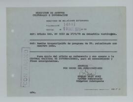 [Memorandum N°16081 - Ministerio de Relaciones Exteriores - Dirección de Asuntos Culturales e Información]