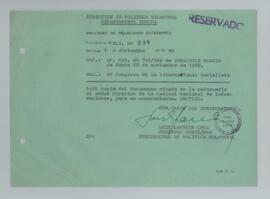 [Memorandum Reservado N° 239 - Ministerio de Relaciones Exteriores - Dirección de Política Bilateral - Departamento Europa]
