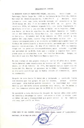 Declaración jurada de Roberto Aurelio Fernández Palma