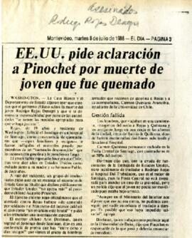 EEUU pide aclaración a Pinochet por muerte de Joven que fue quemado