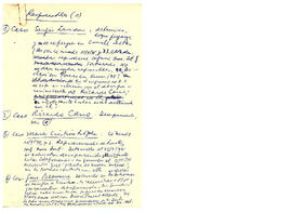 Notas manuscritas de listados de responsables de las violaciones a los derechos humanos en Chile. (1)