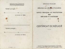Certificat de Réfugié de la Oficina Francesa de Protección