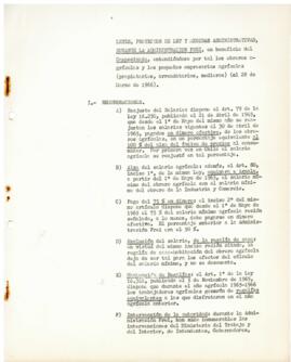 Leyes, proyectos de ley y medidas administrativas durante la Administración Frei en beneficio del campesinado, entendiéndose por tal los obreros agrícolas y los pequeños empresarios agrícolas (propietarios, arrendatarios, medieros)