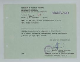 [Memorandum Reservado N°127 - Ministerio de Relaciones Exteriores - Dirección de Política Bilateral - Departamento Americas]