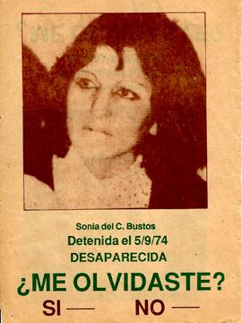 Panfleto. Me olvidaste? Sonia Bustos