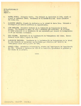 Información presentada por la Unión Mundial Democrata Cristiana en carta fechada el 20 de diciembre de 1974 y el 11 de febrero de 1975 (16)