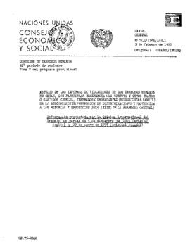 Estudio de los informes de violaciones de los derechos humanos en Chile, con particular referencia a la tortura y otros tratos o castigos crueles, inhumanos o degradantes (resolución 8 (XXVII) de la Subcomisión de Prevención de Discriminaciones y Protecci