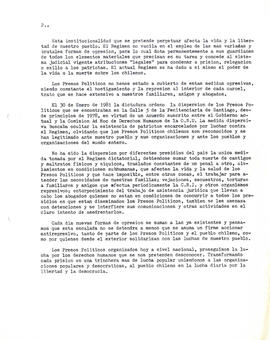 "A los patriotas en el exilio, a la solidaridad de los pueblos del mundo: Desde el interior de las cárceles chilenas..." (2)