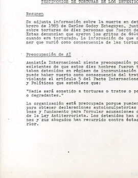 Red de acción Chile, Muerte de Carlos Godoy Echegoyen y los testimonios de torturas de los detenidos junto a él (1)