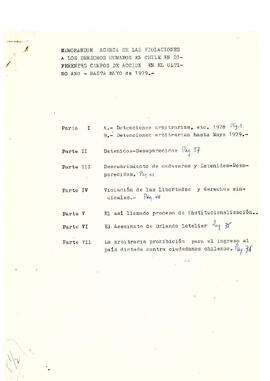 Memorándum acerca de las violaciones a los derechos humanos en Chile en diferentes campos de acción hasta el último año (1)