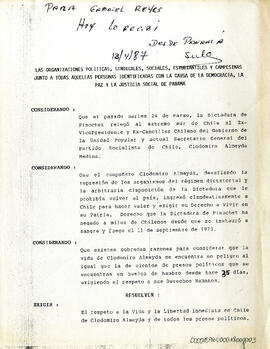Las organizaciones políticas, sindicales, sociales, estudiantiles y campesinas junto a todas aquellas personas identificadas con la causa de la democracia, la paz y la justicia social de Panamá (1)