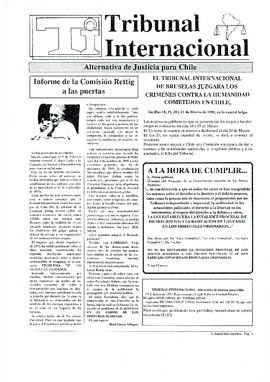 Tribunal Internacional, alternativa de justicia para Chile. Informe de la Comisión Rettig a las puertas [Boletín] (1)