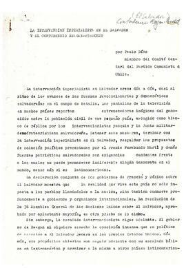 La intervención imperialista en El Salvador y el contubernio Reagan-Pinochet (1)