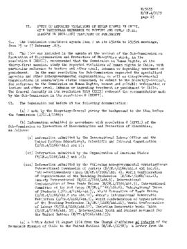 Study of reported violations of human rights in Chile, with particular reference to torture and other cruel, inhuman or degrading treatment or punishment (1)