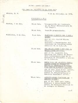 Primer Seminario sobre el control político en el cono sur.  Programa