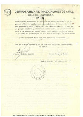 Documento del Comité Exterior a la quinta sesión de la Comisión Investigadora de los Crímenes de la Junta Fascista de Chile (12)