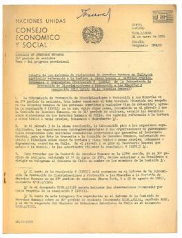 Estudio de los informes de violaciones de derechos humanos en Chile, con particular referencia a la tortura y otros tratos o castigos crueles, inhumanos o degradantes (resolución 8 (XXVII) de la subcomisión de prevención de discriminaciones y protección..