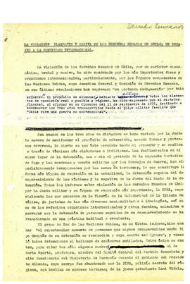La violación flagrante y masiva de los derechos humanos en Chile: un desafío a la comunidad internacional. (1)