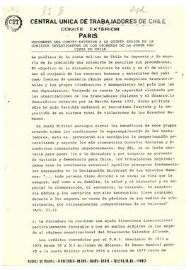 Documento del Comité Exterior a la quinta sesión de la Comisión Investigadora de los Crímenes de la Junta Fascista de Chile (1)