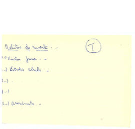 Notas manuscritos de listados de responsables de violaciones o, los derechos humanos de acuerdo a la calificación delictual. (33)