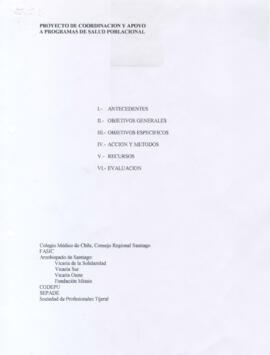 Proyecto de coordinación y apoyo a programas de salud poblacional