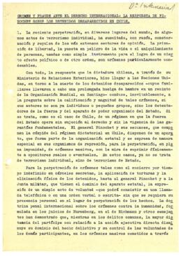 Crimen y fraude ante el derecho internacional: la respuesta de Pinochet sobre los detenidos desaparecidos en Chile
