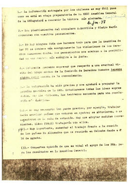1.- La información entregada por los chilenos es muy útil pues como se está en etapa preparatoria de la XXXI Asamblea General de la ONU…. (1)