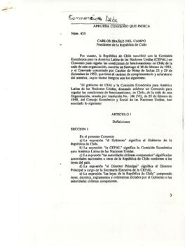 Aprueba convenio que indica. N° 433