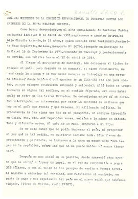 Señores miembros de la Comisión Internacional de Juristas contra los Crímenes de la Junta Militar Chilena (1)
