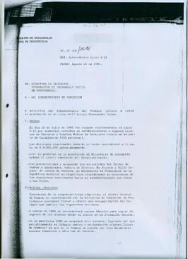 OF. N° 256/2675  De la Directora de Educacion de Providencia al Subsecretario de Educación. A solicitud del subsecretario...