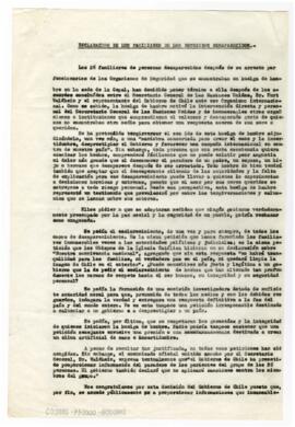 Declaración de los Familiares de los Detenidos Desaparecidos