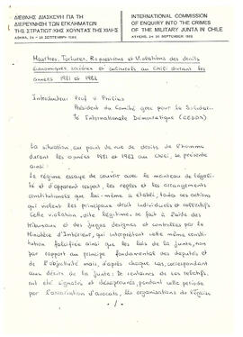 Meurtres, tortures, repressions et violetions des droits économiques, sociáux et culturels au Chili durant les annes 1981 et 1982 (1)