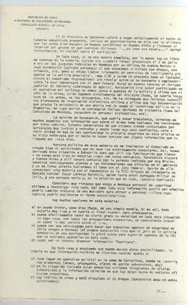 CONGECHILE Mendoza Informe de Actividades N° 14/87 reservado - Ministerio de relaciones Exteriores, Consulado General de Chile - Mendoza (2)