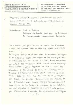 Meurtres, tortures, repressions et violetions des droits économiques, sociáux et culturels au Chili durant les annes 1981 et 1982