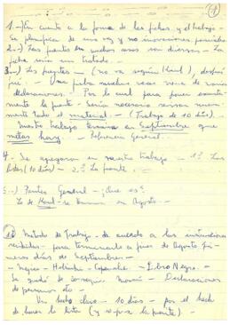 Notas manuscritas sobre el método de elaboración de las fichas de los responsables de violaciones de los derechos humanos en Chile