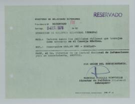 [Memorandum Reservado N°118 - Ministerio de Relaciones Exteriores - Dirección de Política Bilateral (Europa)]