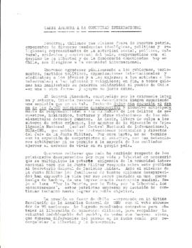 Carta abierta a la Comunidad Internacional