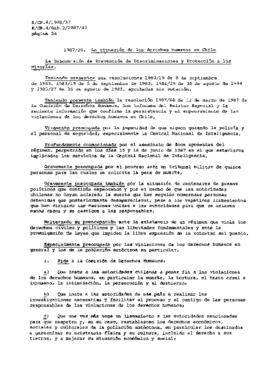 Informe de la Subcomisión de prevención de discriminaciones y protección a las minorías sobre su 39º periodo de sesiones