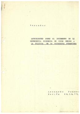 Antecedentes sobre el incremento de la dependencia económica de Chile debido a la política de la oligarquía financiera
