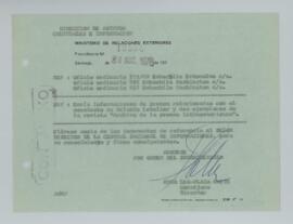 [Memorandum N°13590 - Ministerio de Relaciones Exteriores - Dirección de Asuntos Culturales e Información]