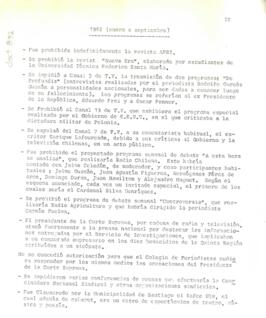 Descripción de hechos que muestran vulneración del derecho a la libertad de información y expresión (enero a septiembre de 1982).