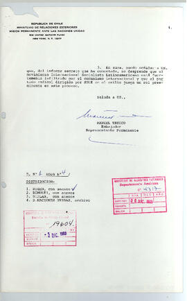 D. Naciones Unidas Secreto N° 13 - República de Chile, Ministerio de Relaciones Exteriores Misión Permanente ante las Naciones Unidas (4)