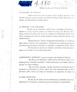 Situación de la represión en las poblaciones populares: "La Victoria", "La Legua", etc.