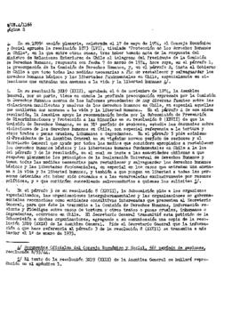 Estudio de los informes de violaciones de los derechos humanos en Chile, con particular referencia a la tortura y otros tratos o castigos crueles, inhumanos o degradantes (resolución 8 (XXVII) de la Subcomisión de Prevención de Discriminaciones y Protecci
