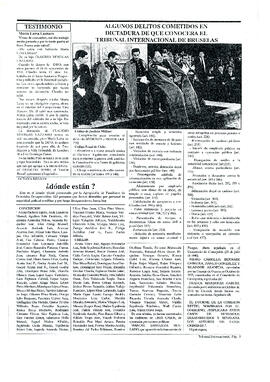 Tribunal Internacional, alternativa de justicia para Chile. Informe de la Comisión Rettig a las puertas [Boletín] (3)