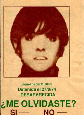 Panfleto. Me olvidaste? Jaquelina Binfa Contreras