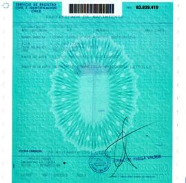 Certificado de nacimiento de Juan Carlos Andrónicos Antequera