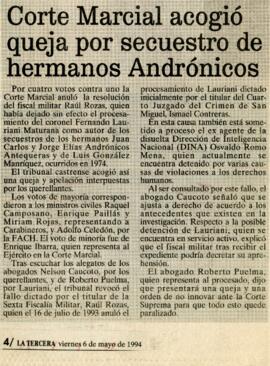Corte Marcial acogió queja por secuestro de hermanos Andrónicos