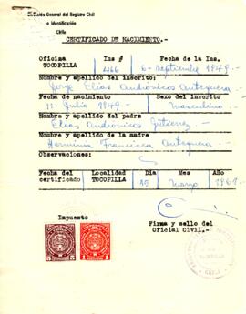 Certificado de nacimiento