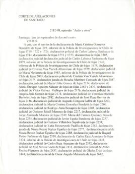 2182-98, episodio "Aedo y otros". Corte de Apelaciones de Santiago